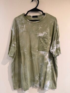 OAK + FORT Olive Green Tie-Dye Pocket Tee